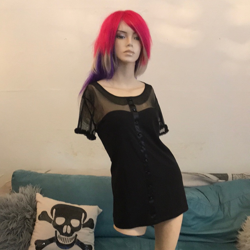 Effie’s Heart Black Mesh and Cotton Dress TShirt
